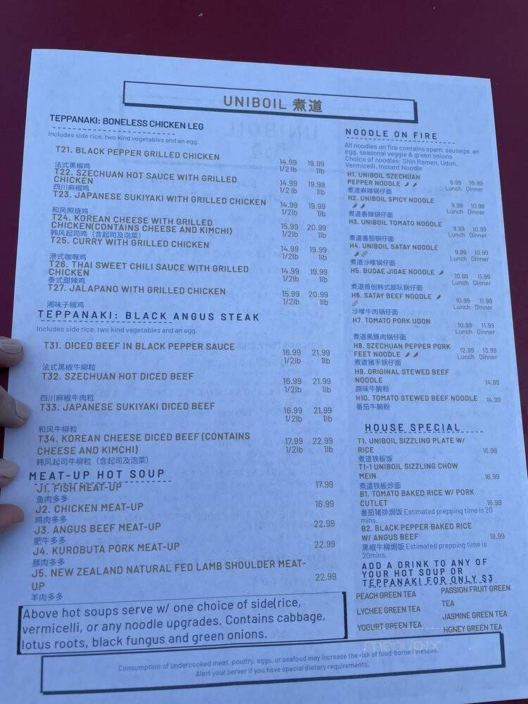 Uniboil - Goleta, CA menu_pic