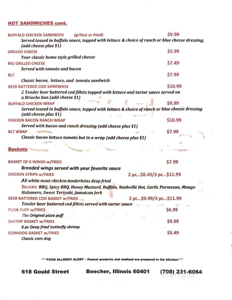 The Gould Vault - Beecher, IL menu_pic