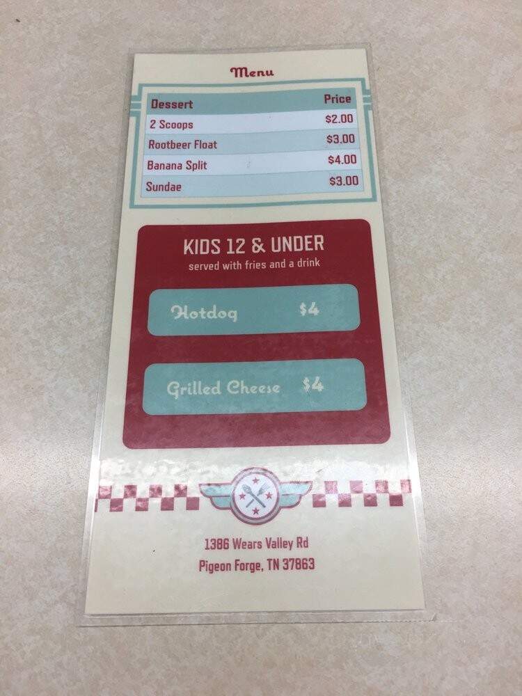 Bob's Burgers at the 50's Style Diner - Pigeon Forge, TN menu_pic