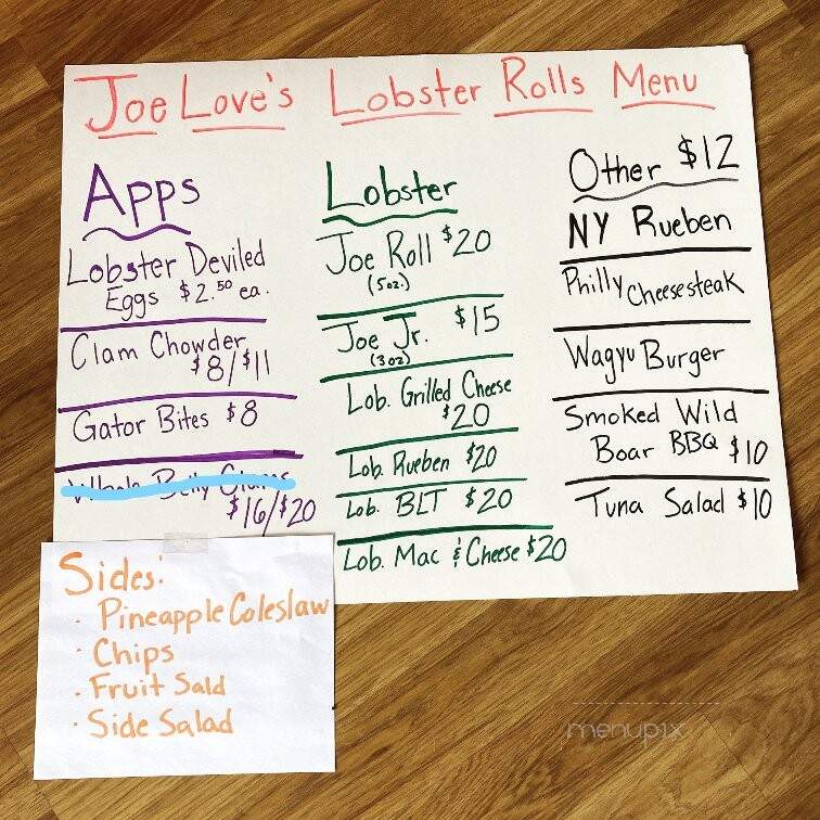 Joe Loves Lobster Rolls - Southport, NC menu_pic