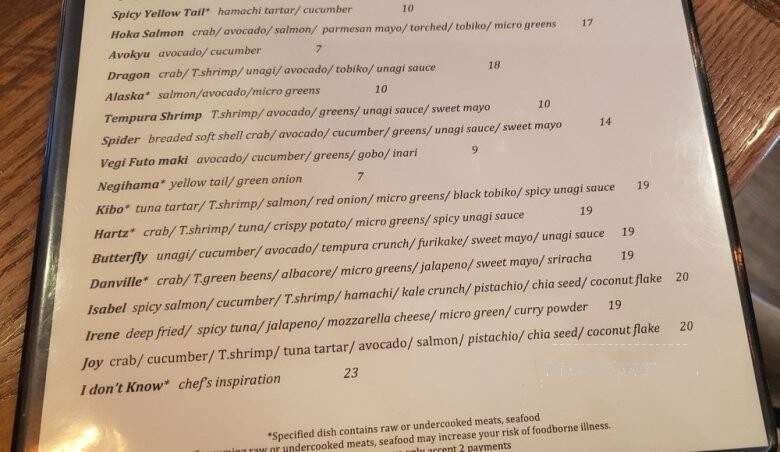 Kibo Sushi - Danville, CA menu_pic