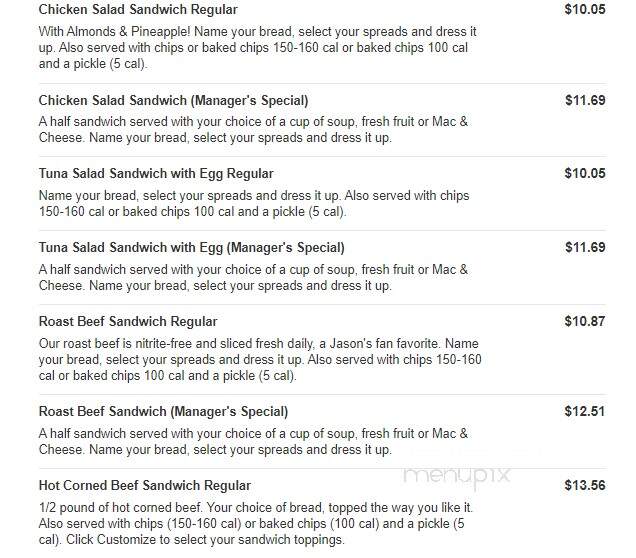 Jason's Deli - Grand Prairie, TX menu_pic