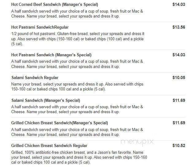 Jason's Deli - Grand Prairie, TX menu_pic