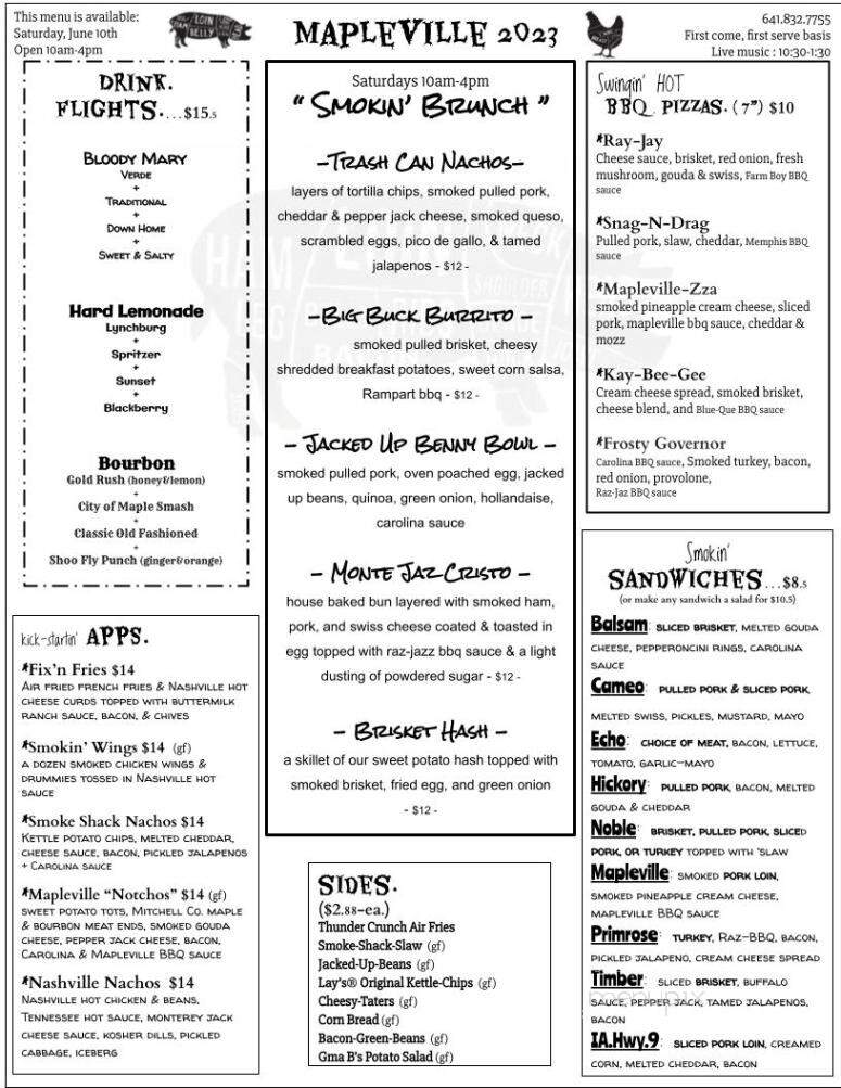 Piggyback Smoke Shack - Osage, IA menu_pic