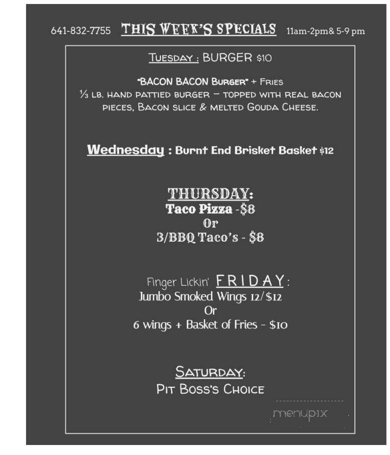 Piggyback Smoke Shack - Osage, IA menu_pic