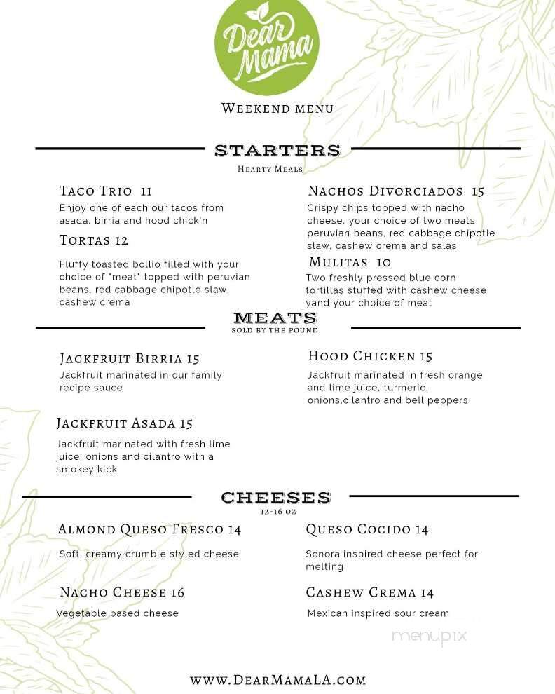 Dear Mama - Los Angeles, CA menu_pic