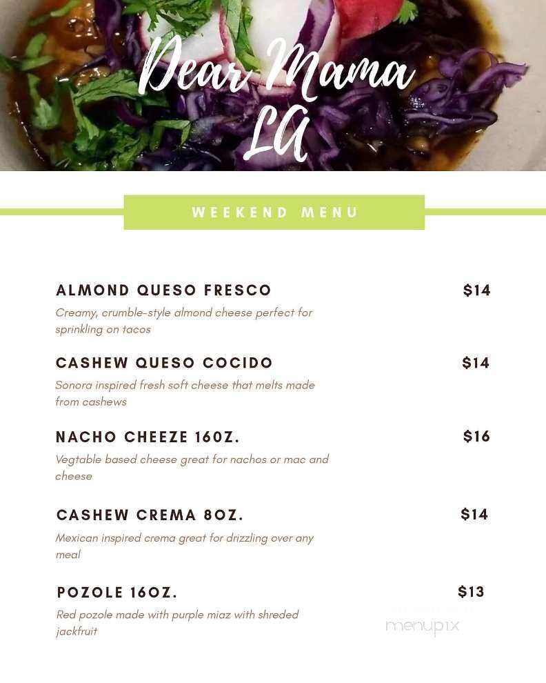 Dear Mama - Los Angeles, CA menu_pic