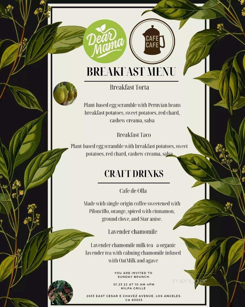 Dear Mama - Los Angeles, CA menu_pic