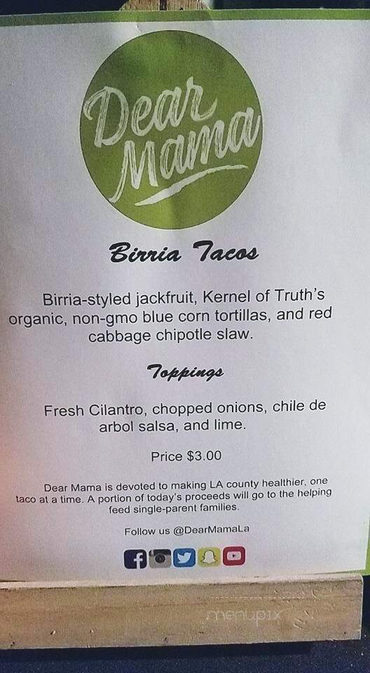 Dear Mama - Los Angeles, CA menu_pic