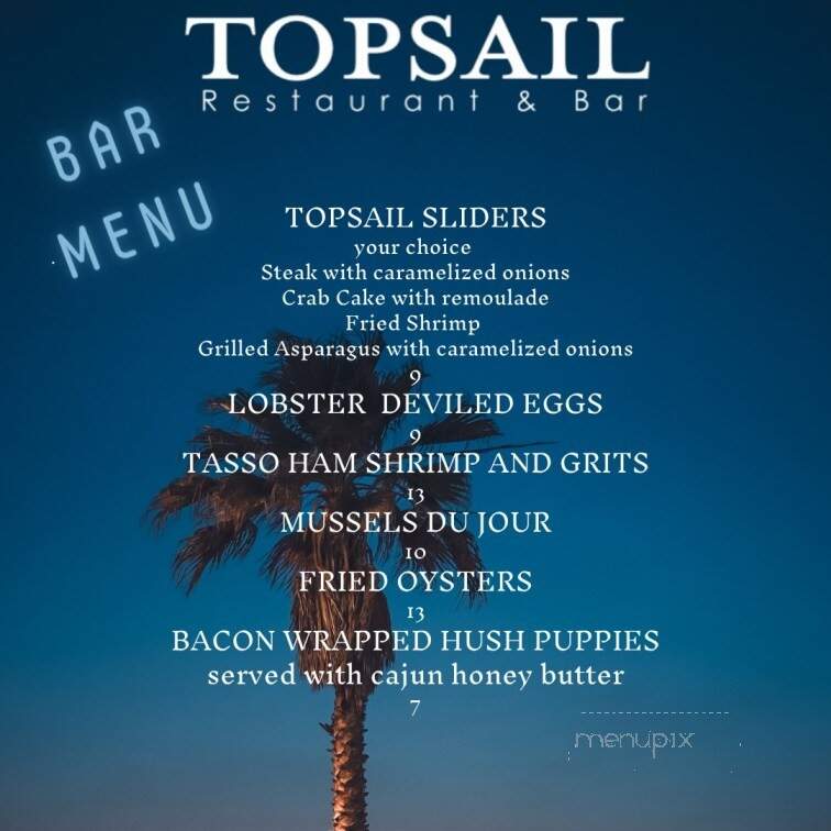 Topsail Restaurant & Bar - Mount Pleasant, SC menu_pic
