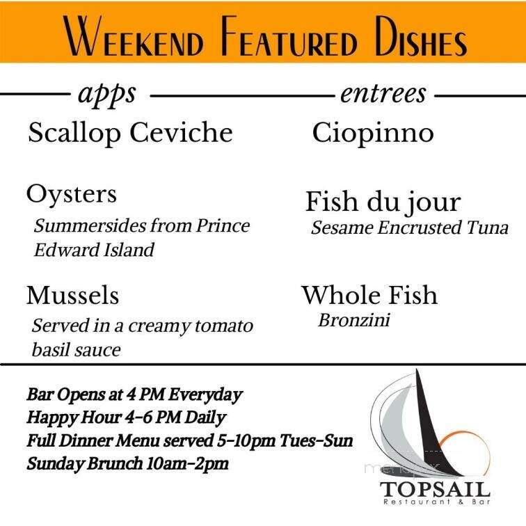 Topsail Restaurant & Bar - Mount Pleasant, SC menu_pic
