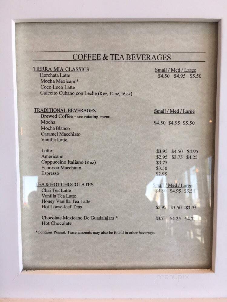 Tierra Mia Coffee - Anaheim, CA menu_pic