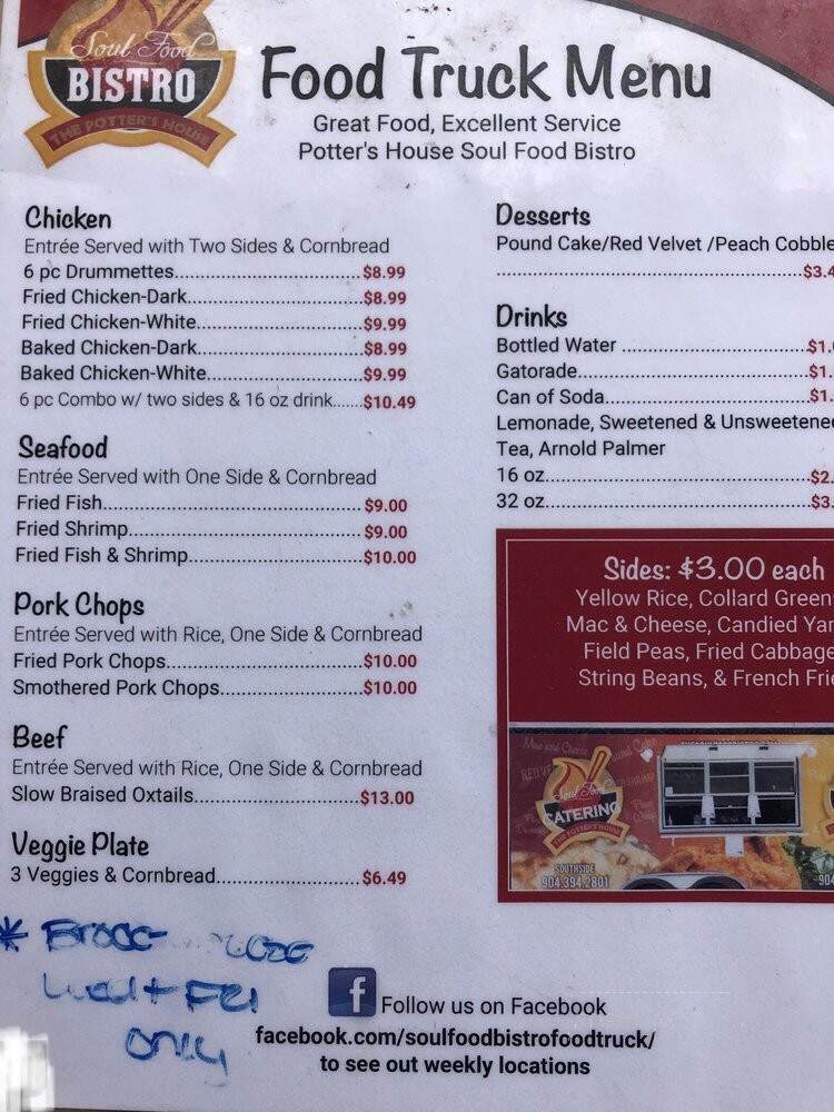 Soul Food Bistro - Jacksonville, FL menu_pic