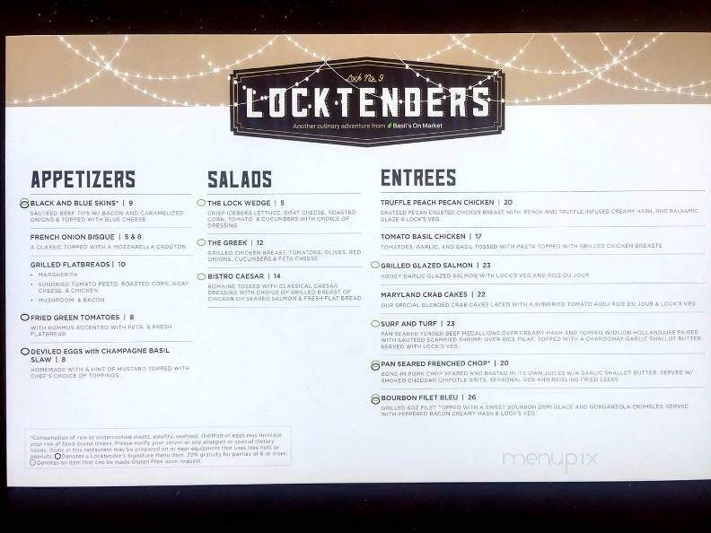 Locktenders - Piqua, OH menu_pic