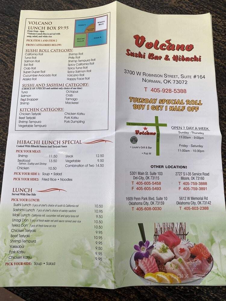Volcano Sushi Bar & Hibachi - Norman, OK menu_pic
