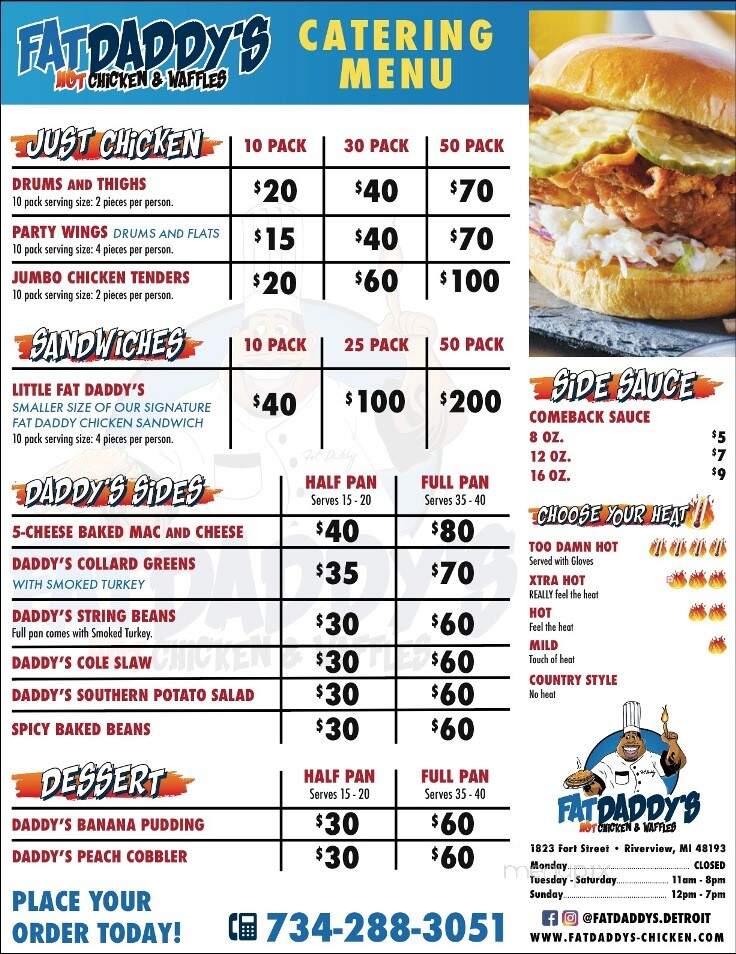 Fat Daddy's Hot Chicken & Waffles - Riverview, MI menu_pic