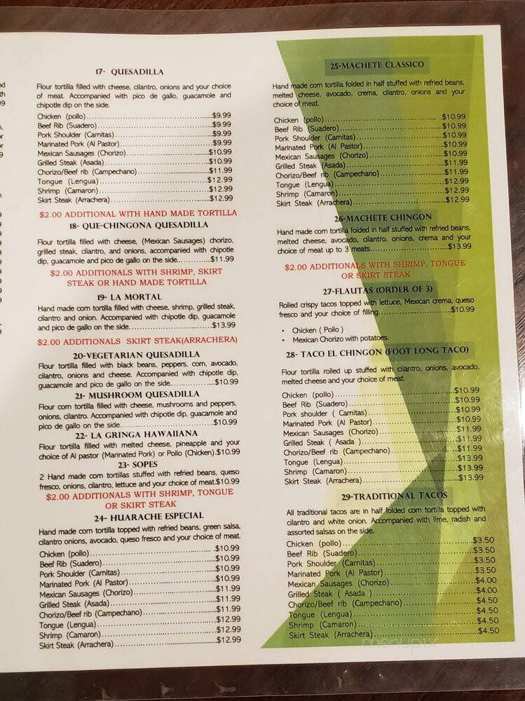Taco El Chingon - Bellmore, NY menu_pic