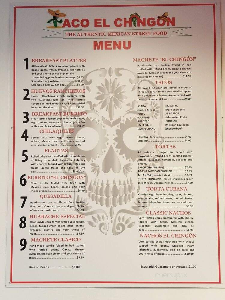 Taco El Chingon - Bellmore, NY menu_pic