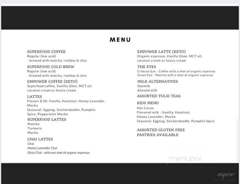 Aspire Coffee House - Las Vegas, NV menu_pic