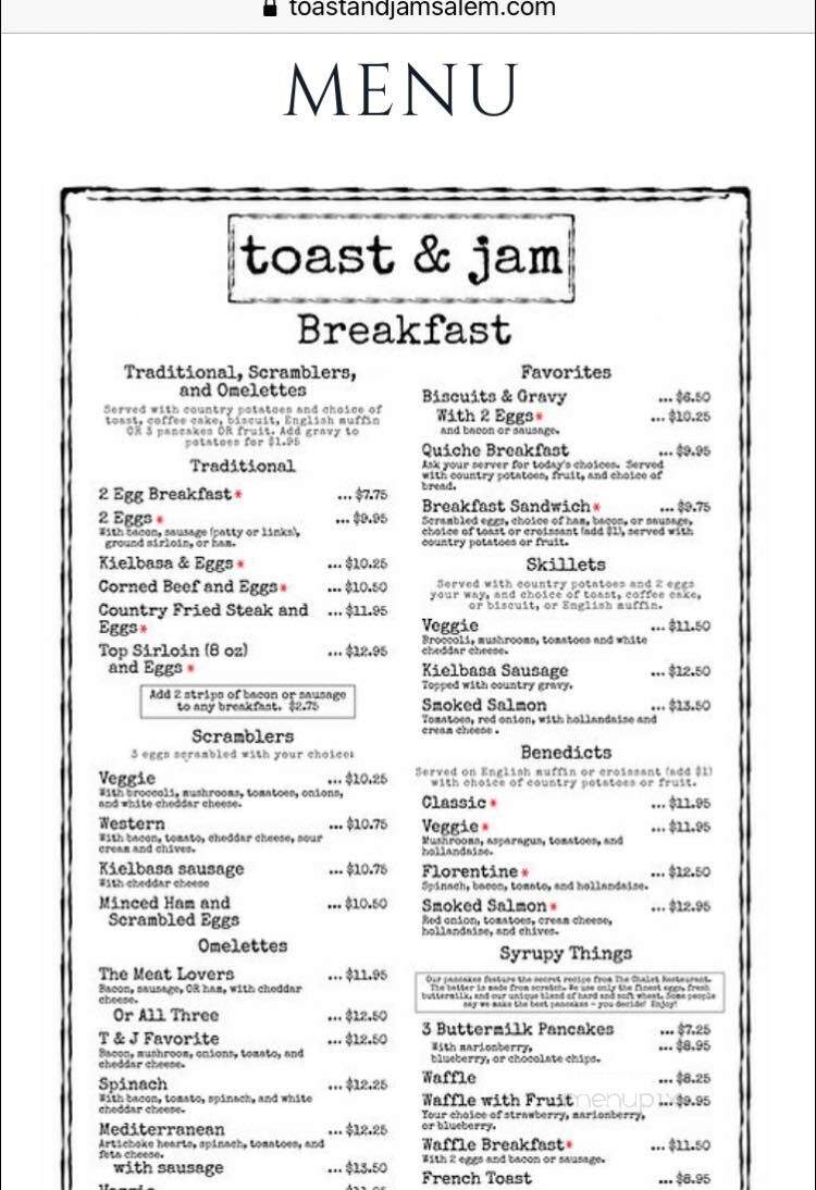 Toast & Jam - Salem, OR menu_pic