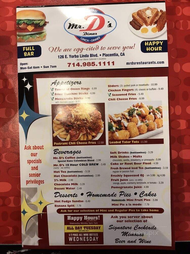 Mr D's - Placentia, CA menu_pic
