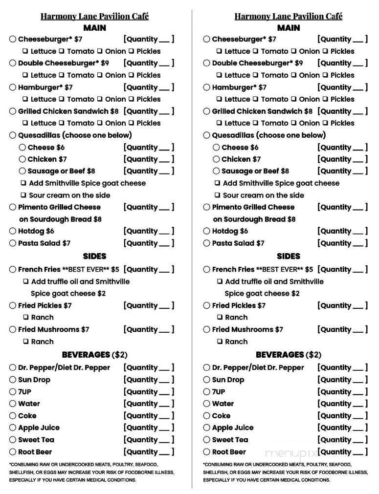 Harmony Lane Farm and Creamery - Smithville, TN menu_pic