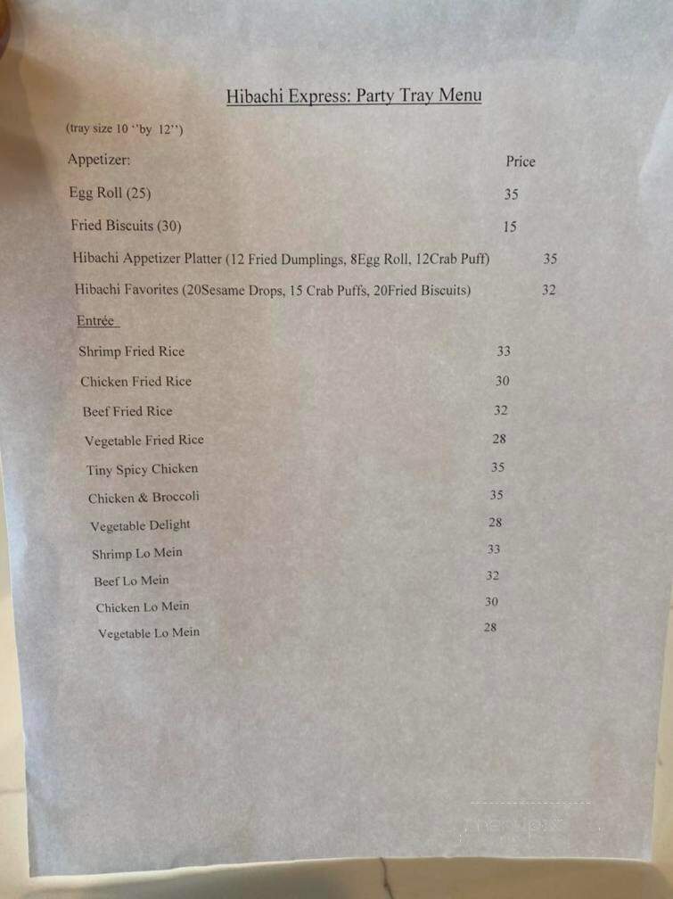 Hibachi Express - Pineville, LA menu_pic