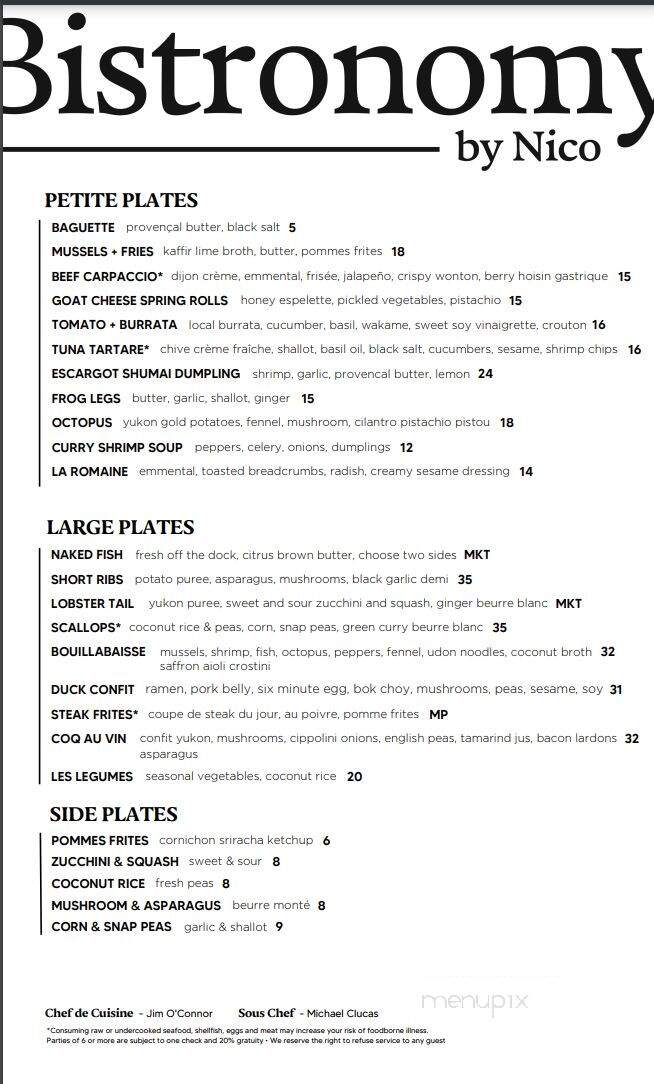 Bistronomy By Nico - Charleston, SC menu_pic