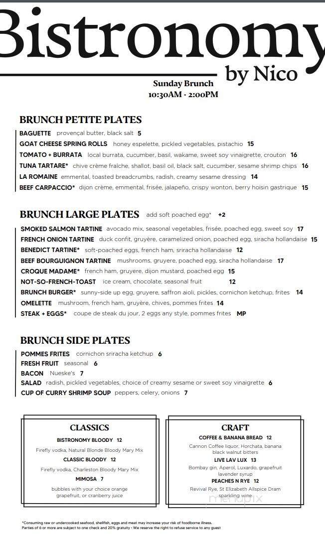 Bistronomy By Nico - Charleston, SC menu_pic