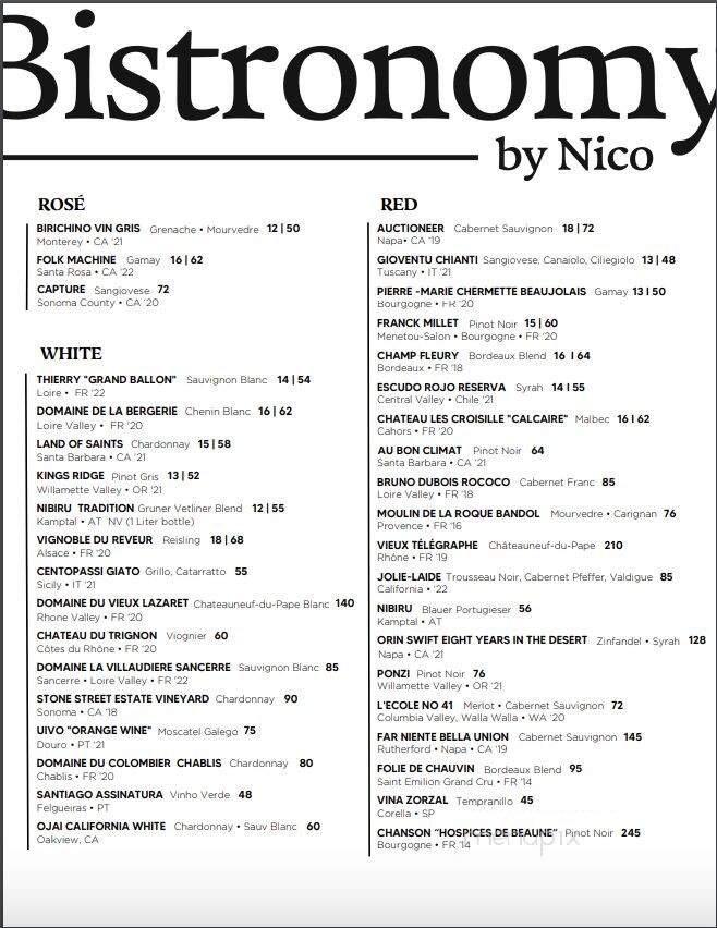 Bistronomy By Nico - Charleston, SC menu_pic