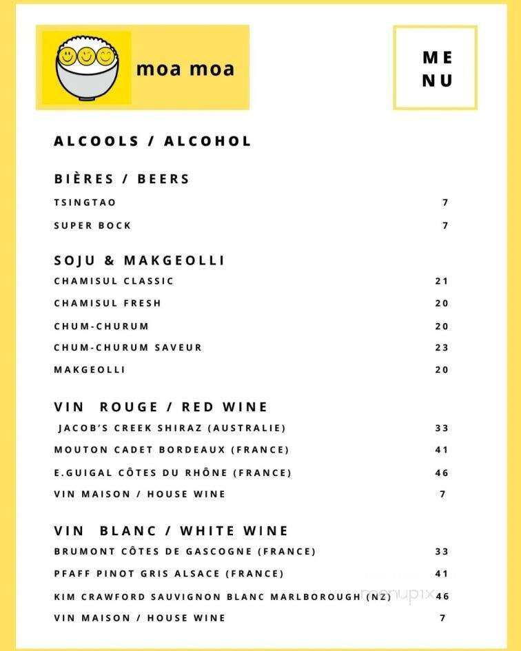 Moa Moa - Montreal, QC menu_pic