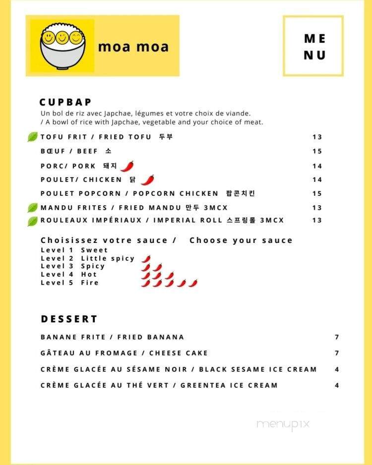 Moa Moa - Montreal, QC menu_pic