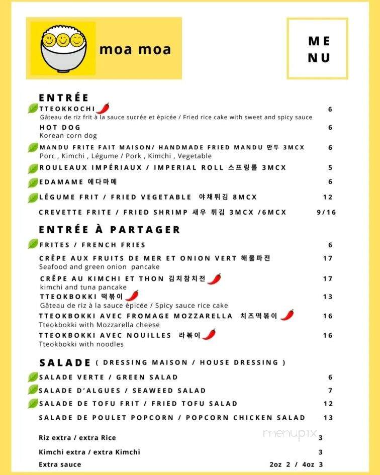 Moa Moa - Montreal, QC menu_pic