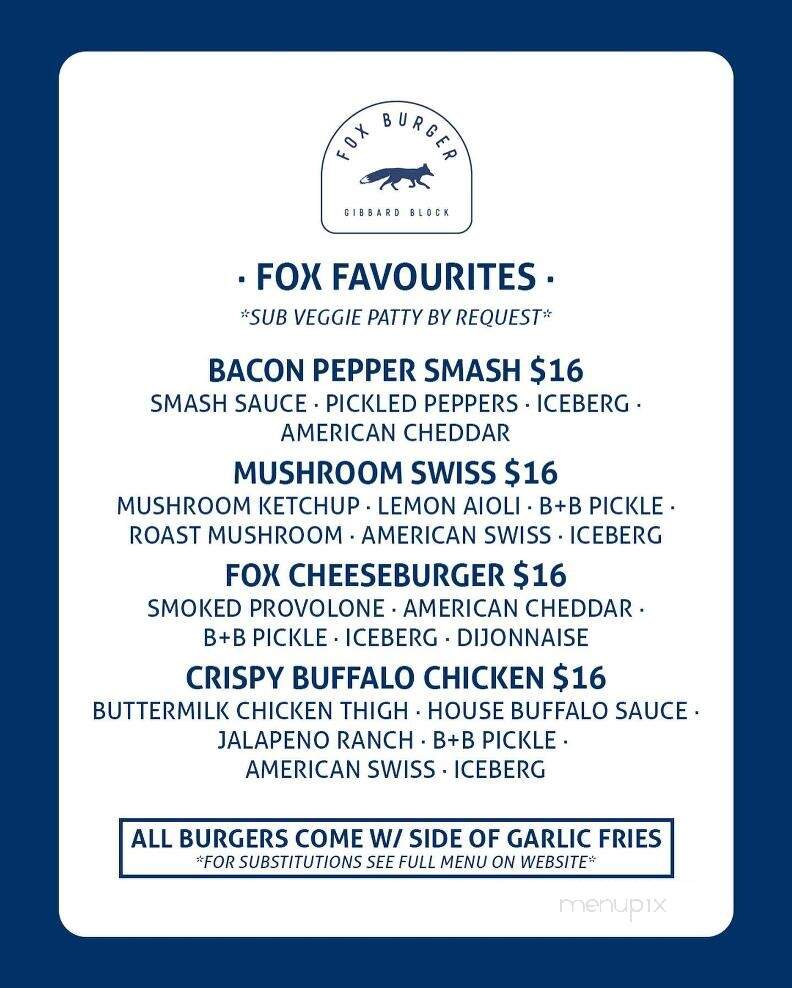 Fox Burger - Edmonton, AB menu_pic