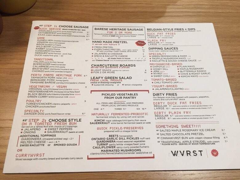 Wvrst Union Station - Toronto, ON menu_pic