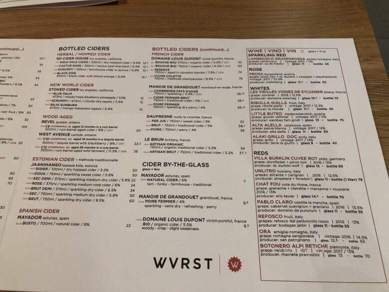 Wvrst Union Station - Toronto, ON menu_pic