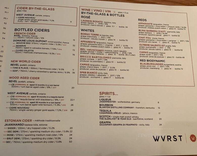 Wvrst Union Station - Toronto, ON menu_pic