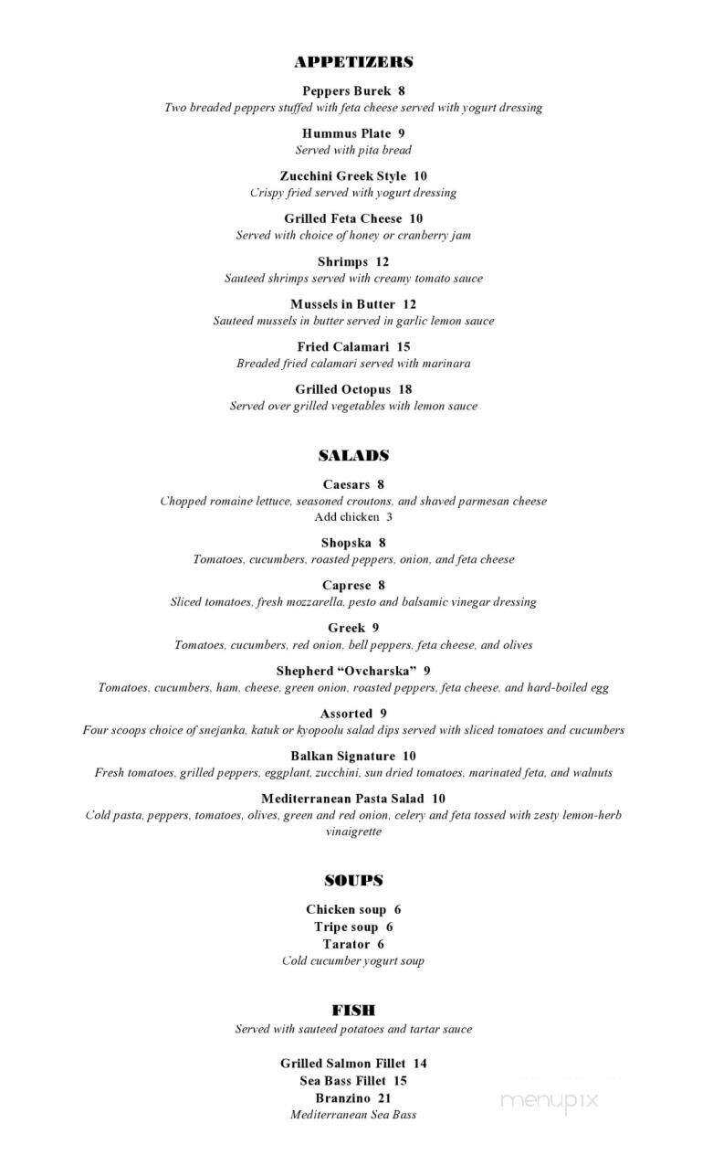 Balkan Bar and Grill - Las Vegas, NV menu_pic