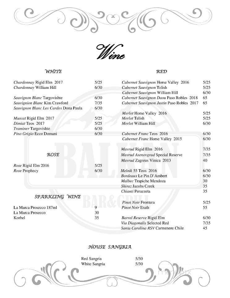 Balkan Bar and Grill - Las Vegas, NV menu_pic