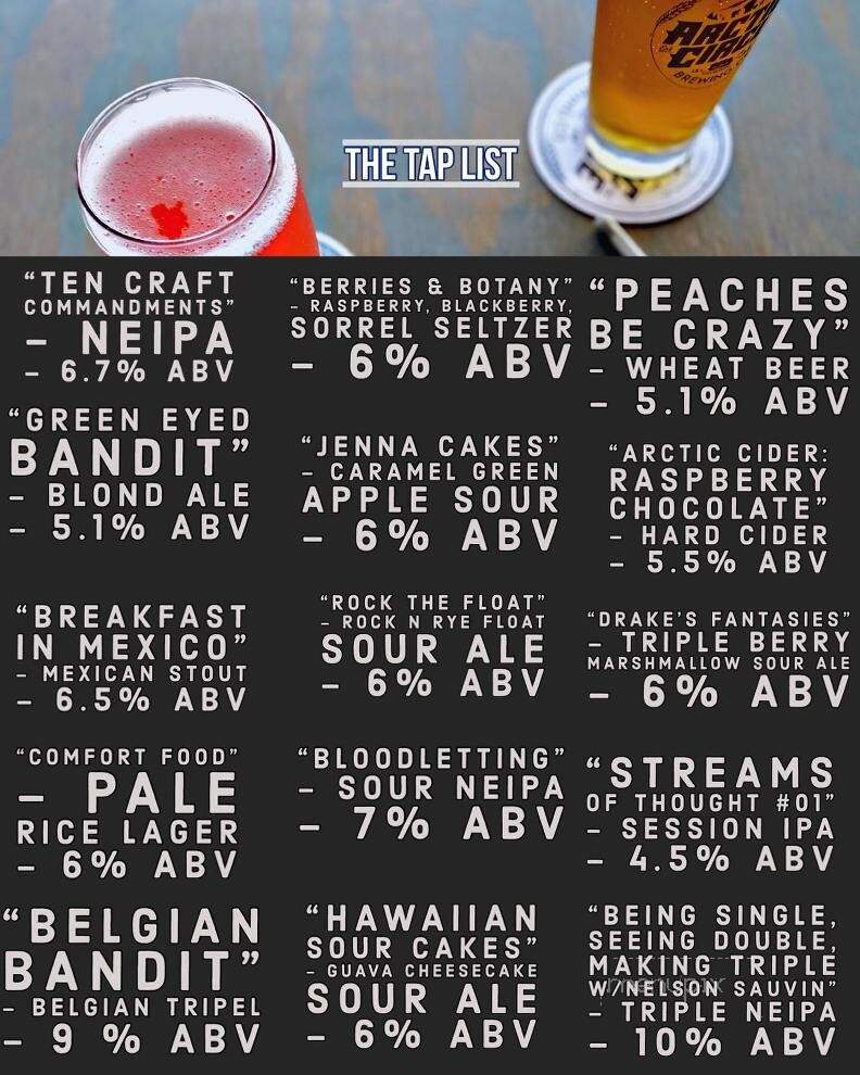 Arctic Circle Brewing - Chesterfield Township, MI menu_pic
