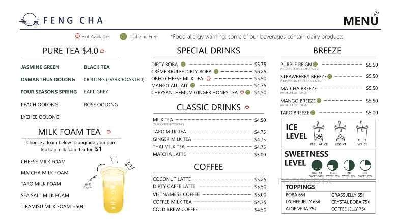 Feng Cha - Forney, TX menu_pic
