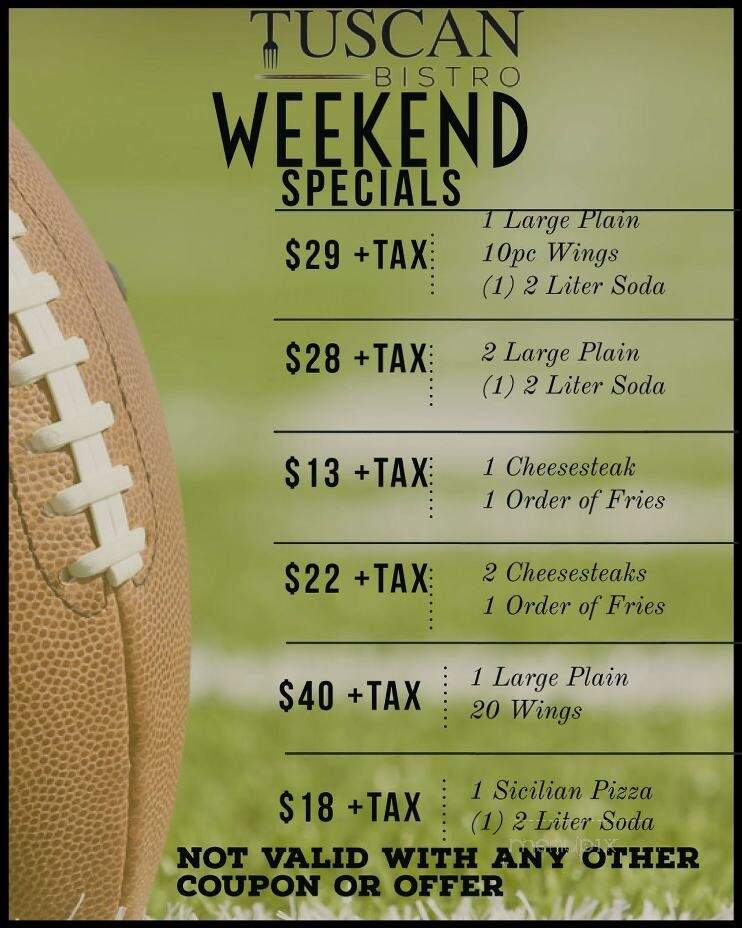 Tuscan Bistro - Sewell, NJ menu_pic