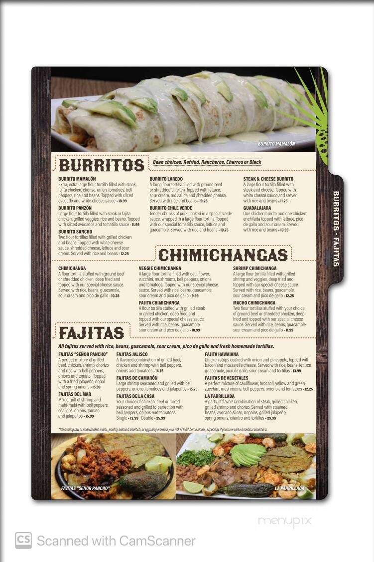 Senor Pancho Mexican Cuisine & Cantina - Catoosa, OK menu_pic