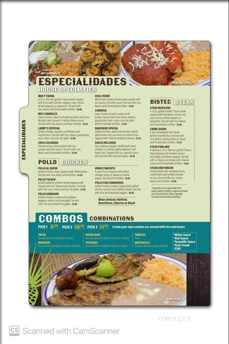 Senor Pancho Mexican Cuisine & Cantina - Catoosa, OK menu_pic