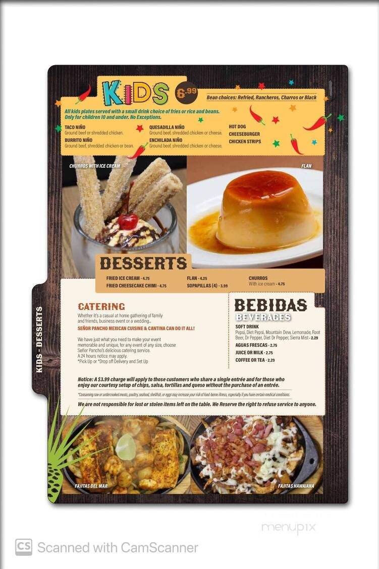 Senor Pancho Mexican Cuisine & Cantina - Catoosa, OK menu_pic