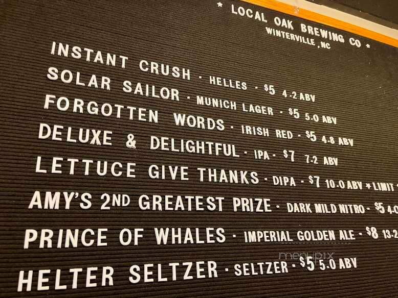 Local Oak Brewing Co. - Winterville, NC menu_pic