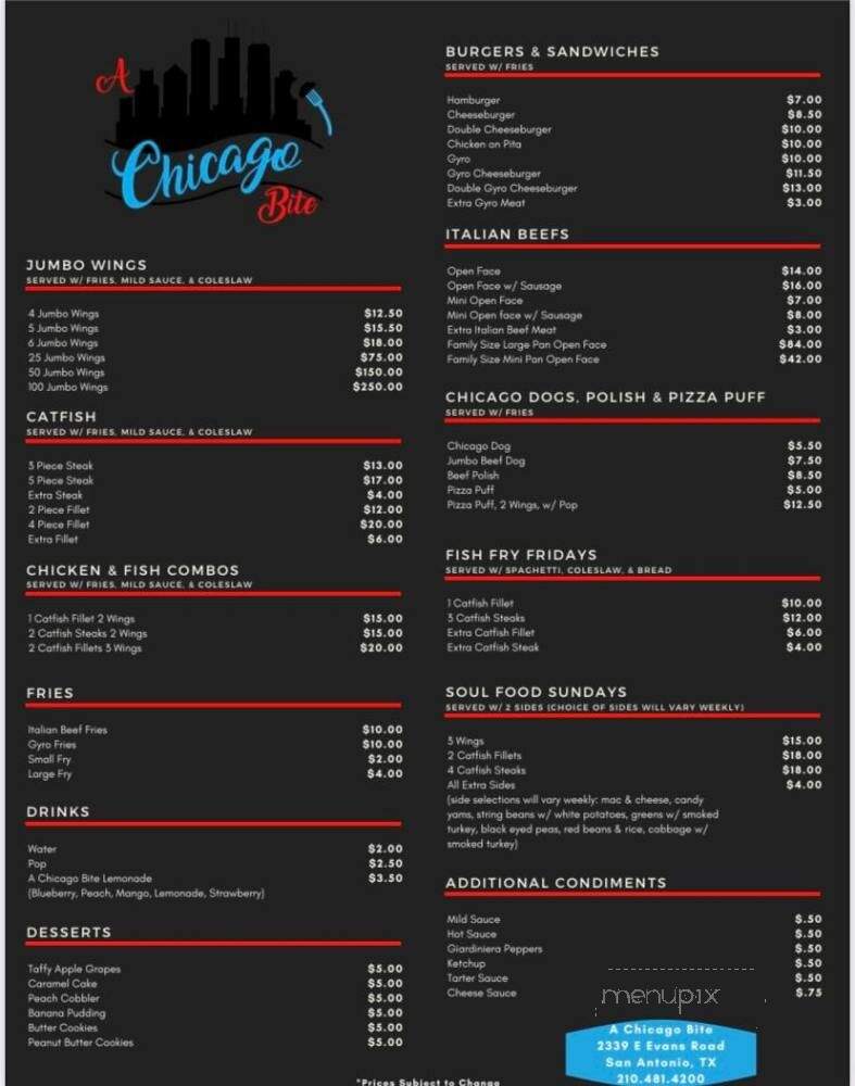 A Chicago Bite - San Antonio, TX menu_pic