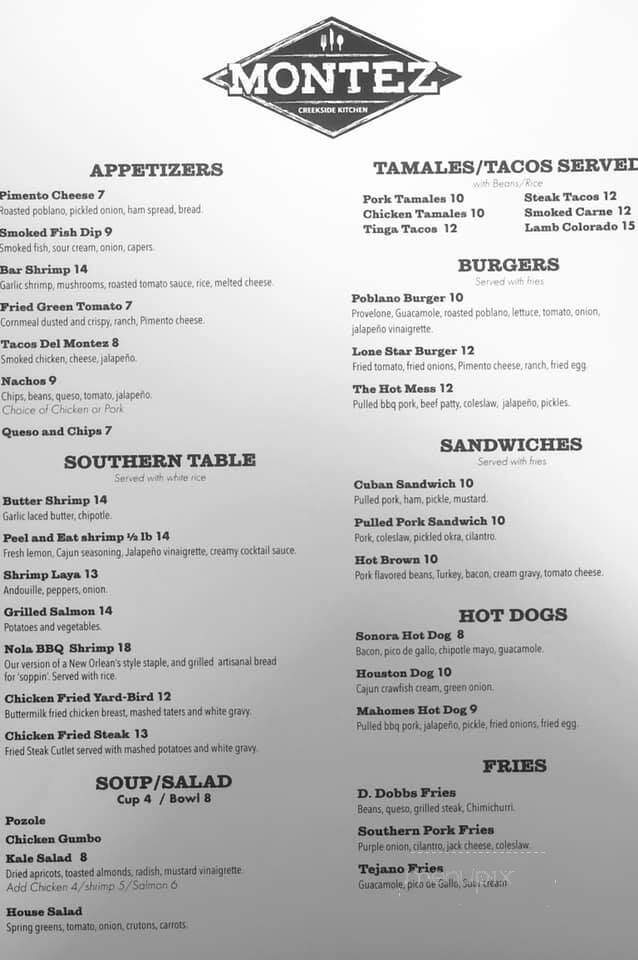 Montez Creekside Kitchen - Whitehouse, TX menu_pic