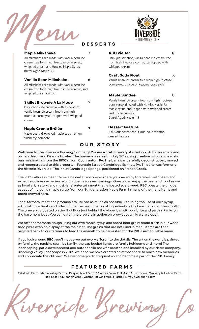 Riverside Brewing Company - Cambridge Springs, PA menu_pic