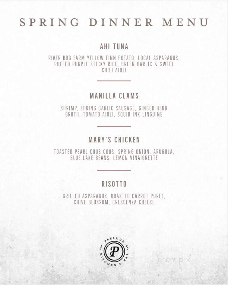 Prelude Kitchen & Bar - Sacramento, CA menu_pic